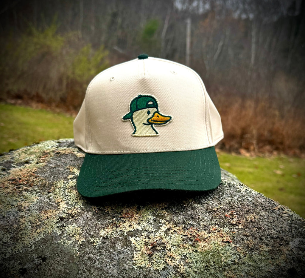 embroidered outdoor hat with duck on it